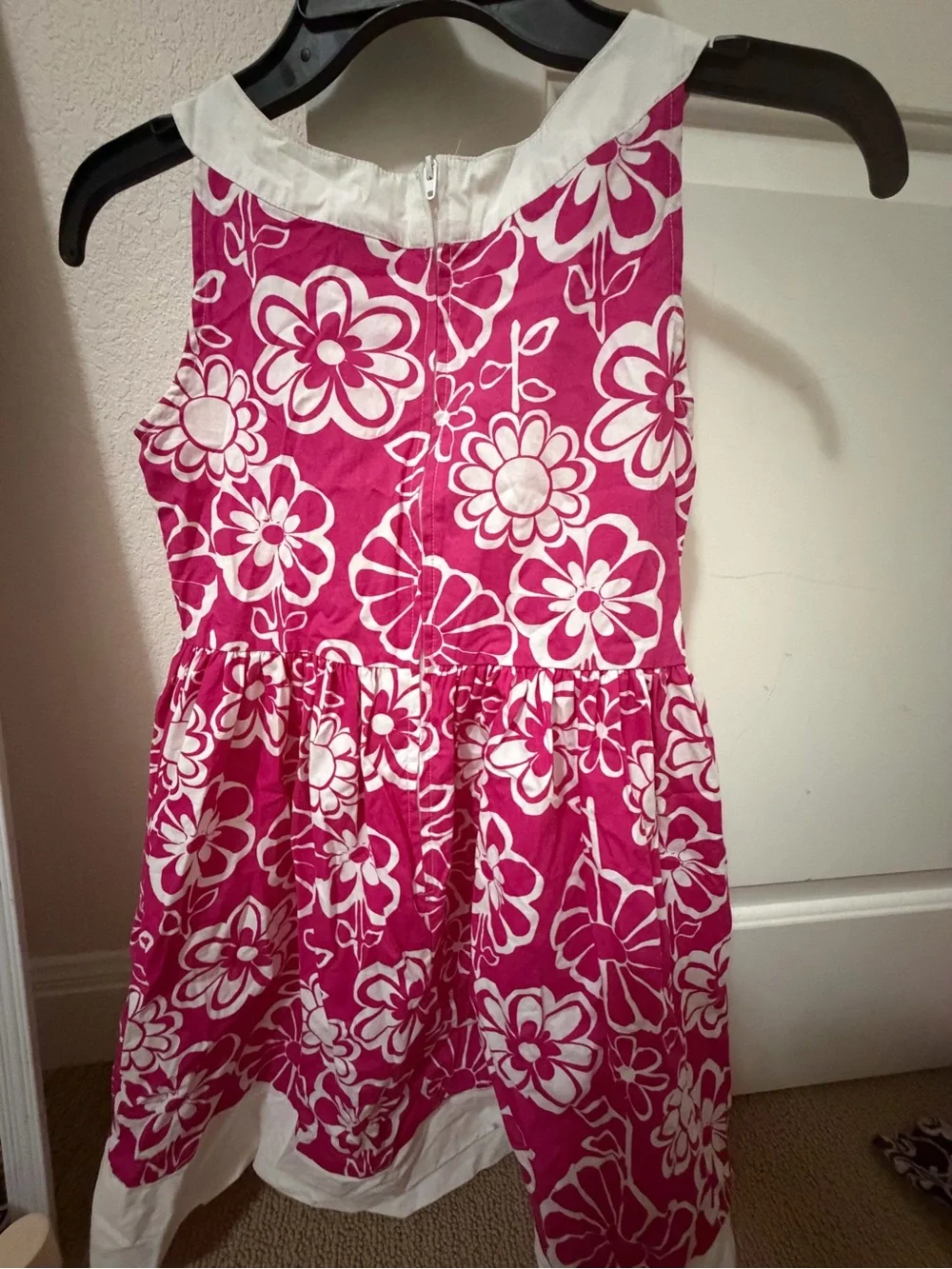 Gymboree Fuchsia Pink Floral Dress with White Trim